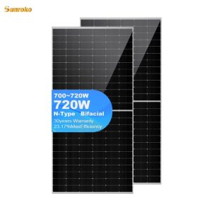 Monocrystalline Bifacial Solar Panel 700-720W Grade A